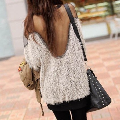 Free shipping   Fashion strapless backless perspective required to be sweater TB 2563