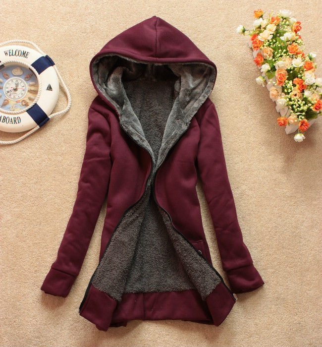 free shipping Fashion Stylish Korea Women's Hoodie Coat Warm Zip Up Outerwear two Colors