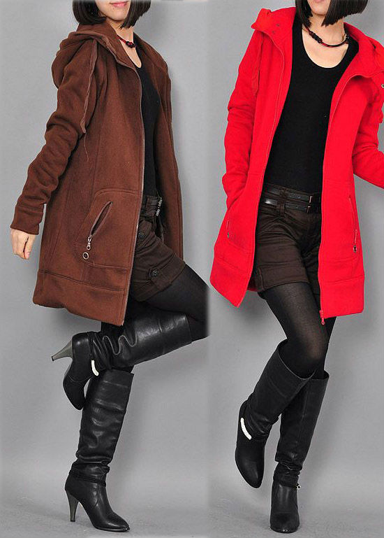 free shipping Fashion Stylish Korea Women's Hoodie Coat Warm Zip Up Outerwear two Colors