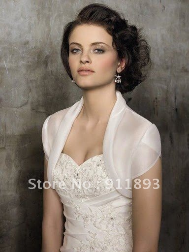 Free Shipping Fashion Stylish White Organza Short Sleeve Cheap Wedding Jacket Custom Made Bridal Wraps2012
