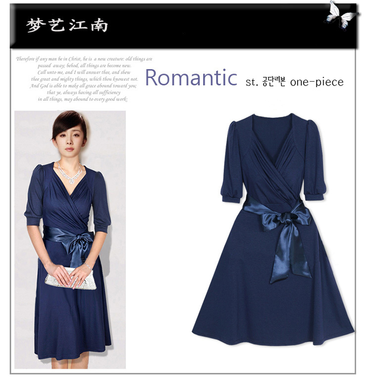 Free Shipping Fashion summer one-piece dress plus size slim summer women's mm gentlewomen dress