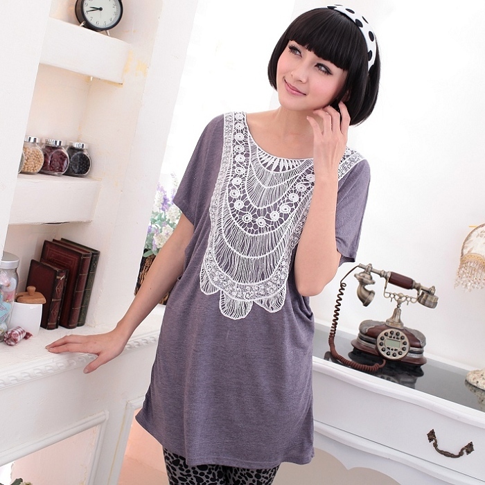 Free Shipping fashion Summer ta12015b hook needle flower decoration maternity clothing maternity top