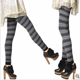 Free shipping   Fashion thickening legging   Seamless wave jacquard stockings   basic pantyhose