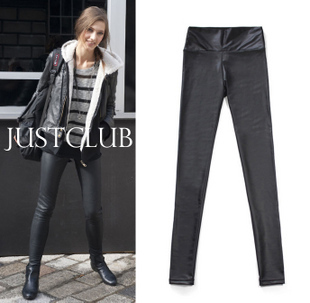 Free shipping Fashion tight matt high waist leather ankle length legging female trousers 100% new high quality