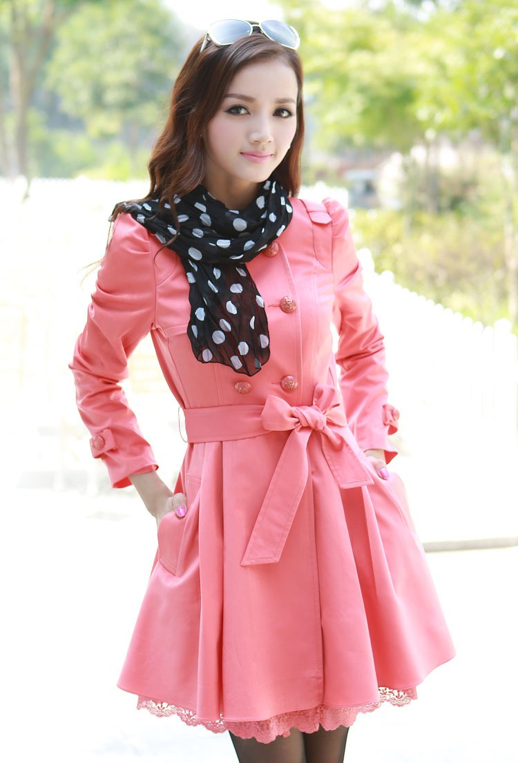 Free shipping fashion tops for spring 2013, lace trench coat for women with belt, four colors, size M, L, XL, XXL