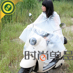 free shipping Fashion transparent polka dot women's bicycle battery electric bicycle raincoat poncho