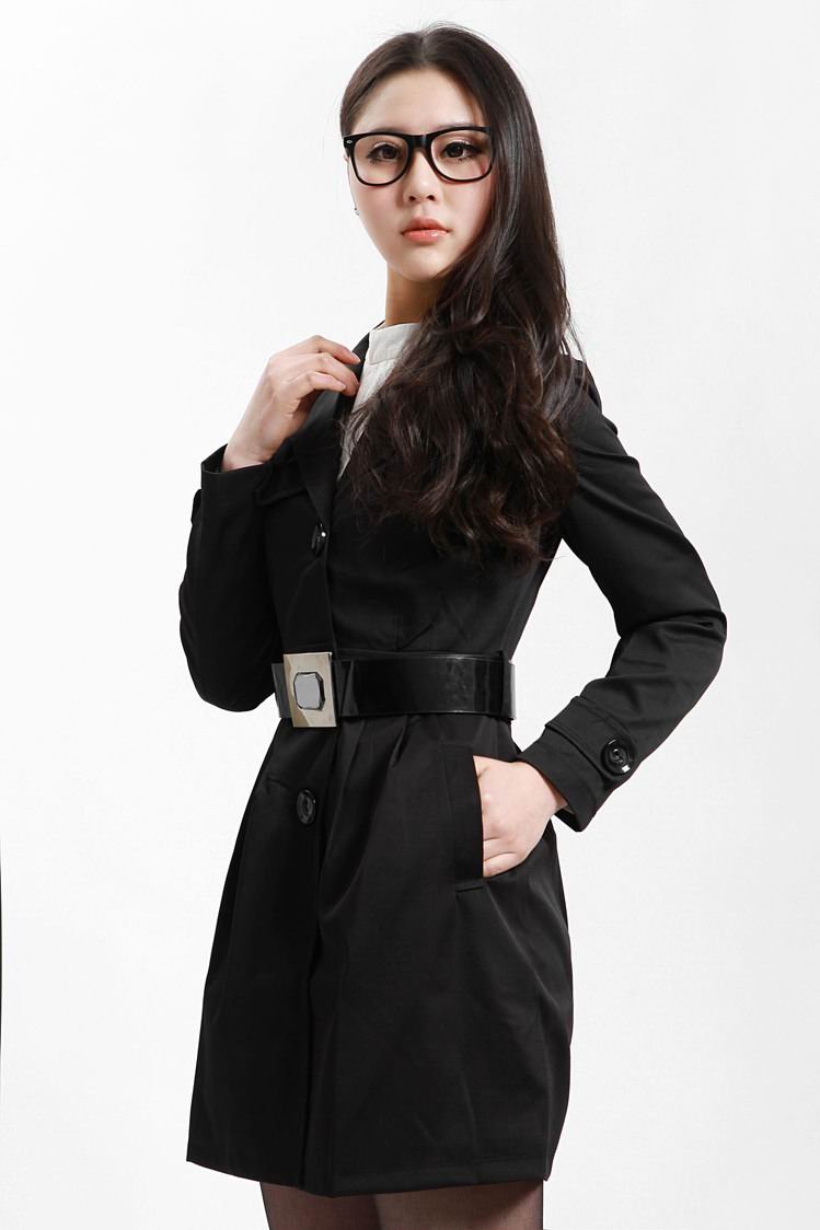 Free shipping fashion trench coats for woman with belt, Beige/Black/Khaki colors, casual women clothing 2013, size M, L, XL, XXL