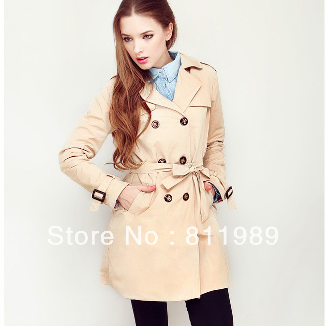 Free shipping fashion trench outerwear female double breasted slim women's trench fashion women's Windbreaker