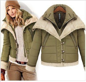 Free shipping, fashion  trophonema double layer large lapel fur collar wadded jacket cotton-padded jacket cotton-padded jacket