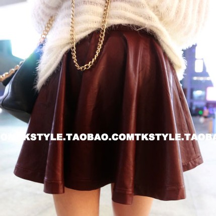 Free shipping Fashion vintage PU faux skirt high waist leather skirt short skirt sheds bust skirt 4