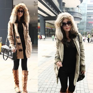 Free shipping! Fashion winter coat winter thicking new raccoon hair hooded upset leisure coat cotton-padded clothes