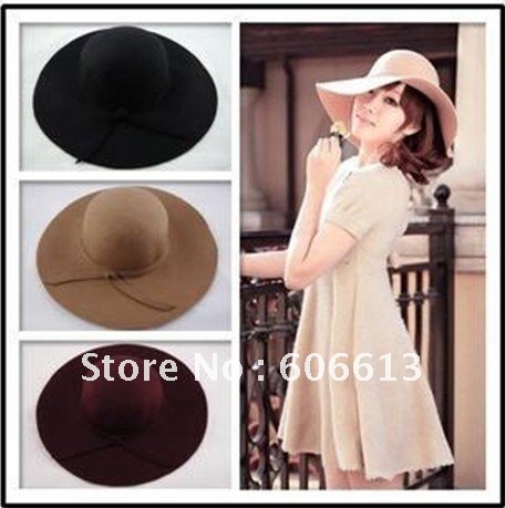 Free Shipping Fashion Winter Hats church hat wool wide brim bowknothat for Formal Occasion.3Pcs/Lot 3Colors Christmas gifts