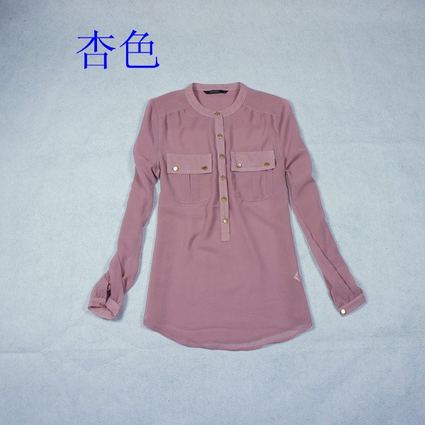 Free shipping fashion women chiffon top shirts long sleeve blouse