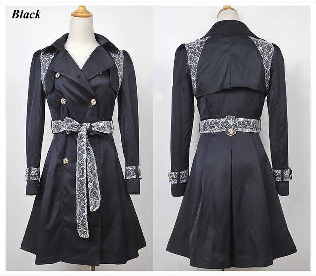 Free shipping fashion women coat outerwear cotton jacket double breasted lace belt military long overcoat wind coat