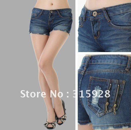 Free Shipping fashion women Curling printing denim shorts jeans shorts women 601