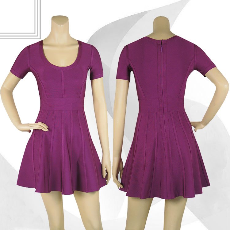 Free Shipping Fashion Women HL Bandage Purple Knitting Skirt Dress