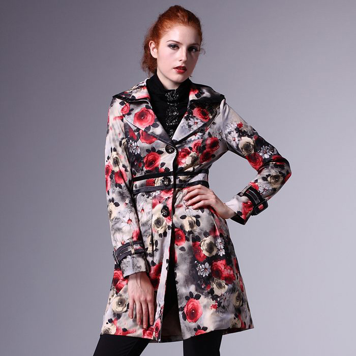 Free shipping Fashion women's 2012 rose print high waist autumn and winter outerwear