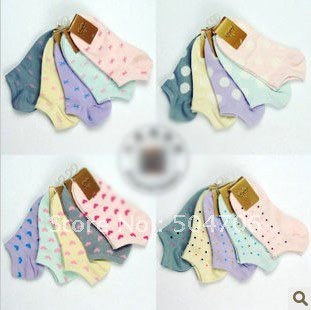 Free Shipping Fashion Women's Ankle Socks Sport dot loving heart stealth cotton boat floor sock slippers