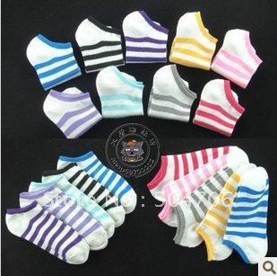 Free Shipping Fashion Women's Ankle Socks Storp stripe stealth cotton colorful boat floor sock slippers