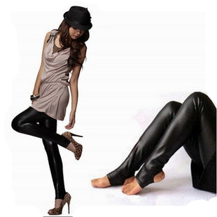 Free shipping Fashion women's autumn faux leather dull Leisure legging pants step pedal pants slim trousers jeans 806