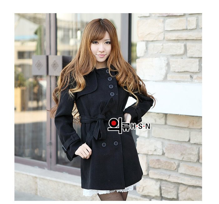 Free shipping fashion women's casual wool blends coats trench coat winter outerwear jacket slim overcoat lady outdoor clothes