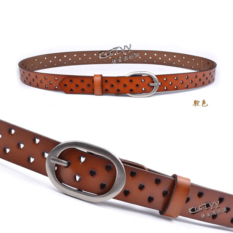 Free Shipping Fashion women's cowhide strap womens genuine leather cutout belt all-match women's belt heart belt