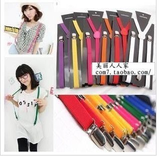 Free Shipping,Fashion Women's Elastic Clip-on Solid Candy Color Suspenders,Width 1.5cm,15colors,8pcs/lot