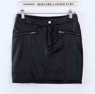 Free shipping Fashion women's end of a single zipper leather short skirt