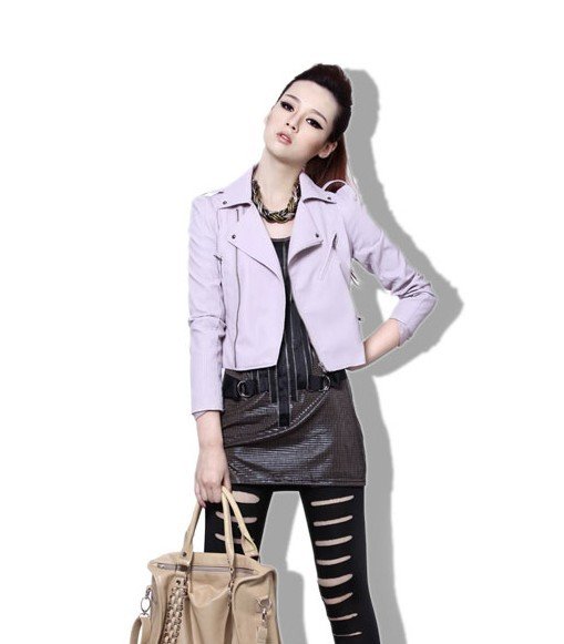 Free Shipping! Fashion Women's Leather Jacket Ladies Motorcycle PU Leather Jacket Outerwear Short Fur Clothing H1011