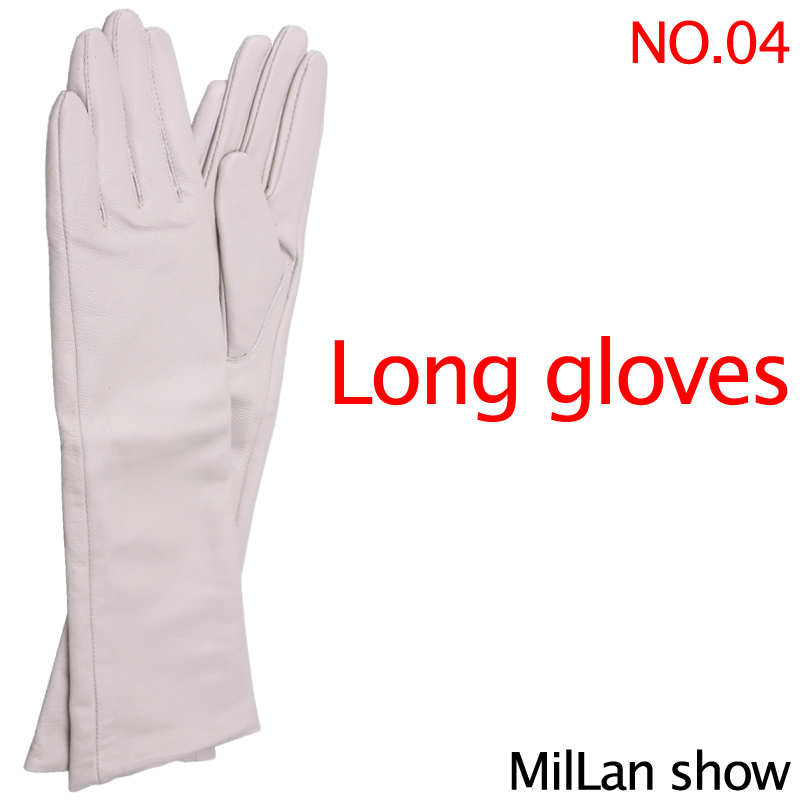 free shipping Fashion women's long design genuine leather long gloves 30 - 60 women's thermal genuine leather gloves