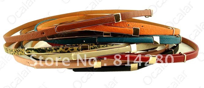 Free Shipping Fashion Women's Narrow Vintage Waistband Lady PU Leather Slim Skinny Waist Belt pj013