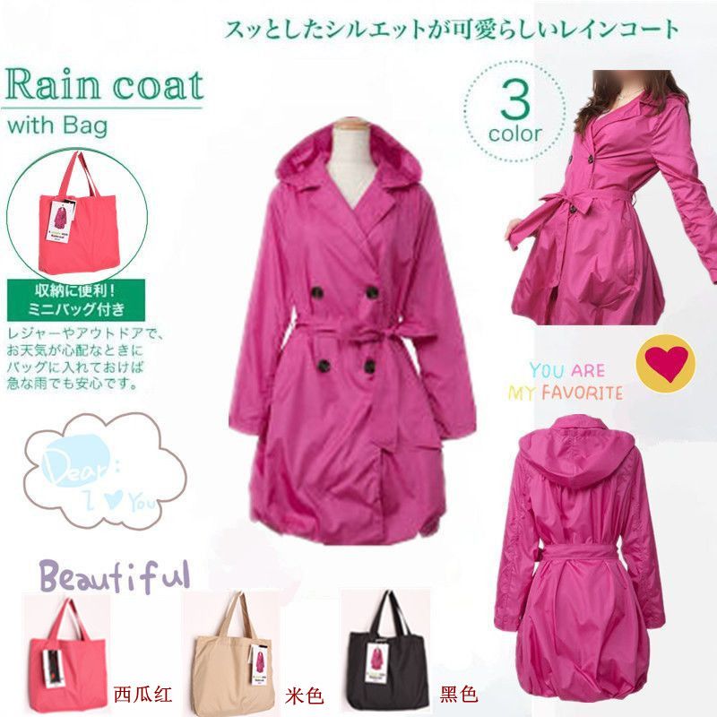 free shipping Fashion women's raincoat ultra-light waterproof overcoat trench paragraph fashion one piece with a hood raincoat
