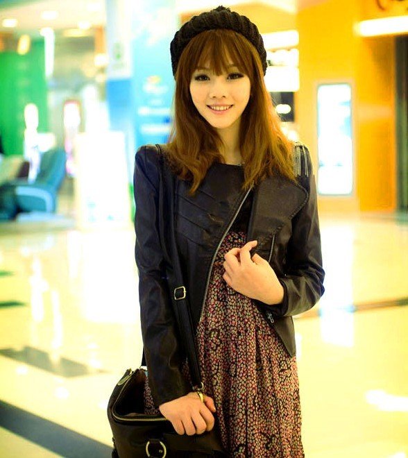 Free Shipping! Fashion Women's Slim Leather Jacket Ladies Motorcycle PU Leather Jacket Outerwear Short Leather Jacket L6018