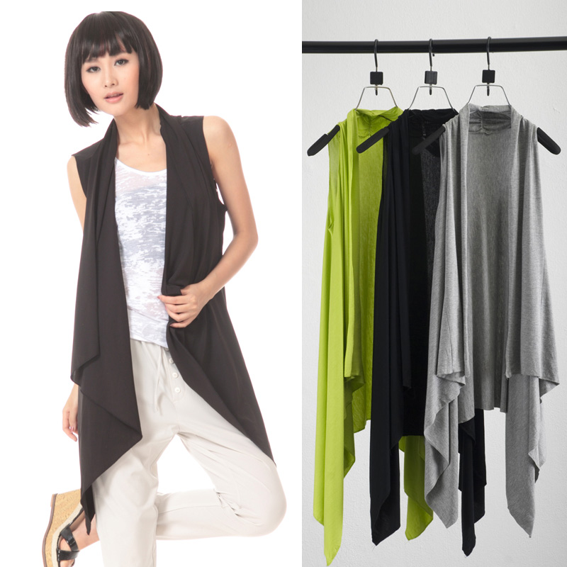 Free Shipping Fashion women's summer 2013 women's spring irregular sleeveless cardigan cape outerwear modal