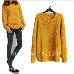 Free shipping/Fashion women's vintage sweater loose outerwear o-neck knitting twist pullover/J-WMY036