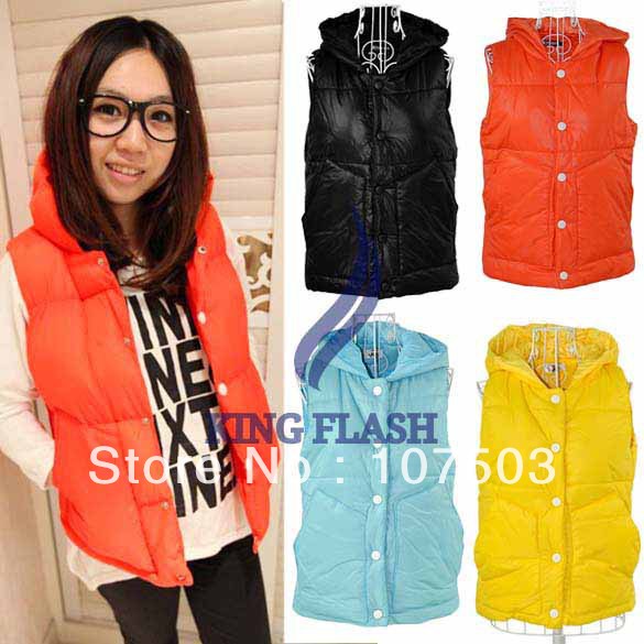 Free shipping Fashion Women's Waistcoat Slim Vest Thickened Hoodie Coat Jacket 4 colors 9094