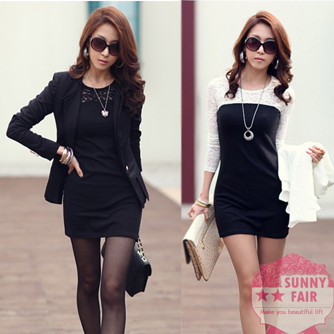 Free Shipping Fashion Women sexy cotton lace dress, Mini casual Mini dress S M L XL for spring and autumn promotio