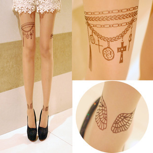 free shipping! fashion women sexy tattoo pantyhose stockings tights leggings