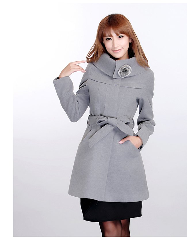 Free shipping fashion Women wool coat trench coat winter clothes outerwear overcoat outdoor jacket lady wind coat with belt