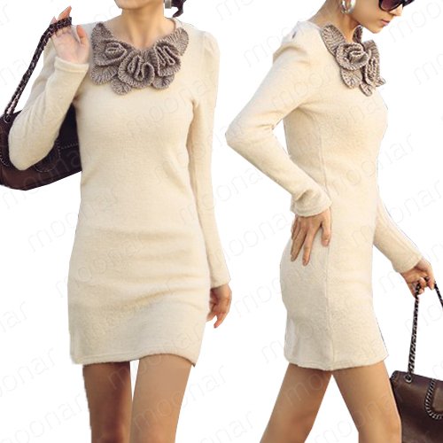 Free Shipping Fashion Womens Long Sleeve Floral Tunic Mini Slim Wraps Hip Pencil Dress Casual E0896