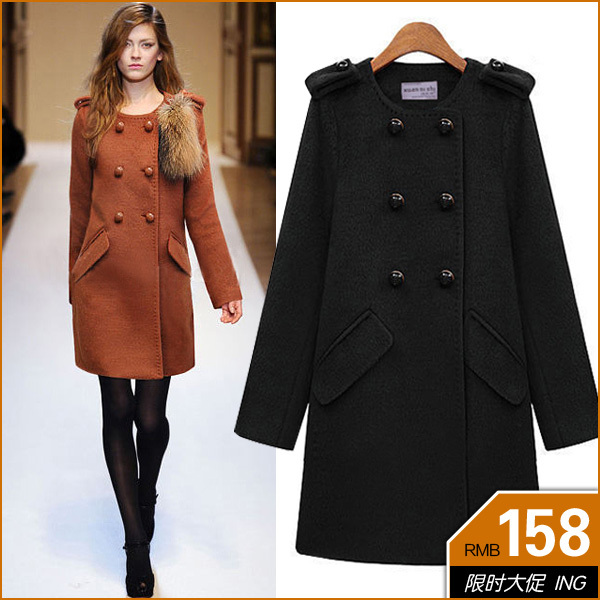 Free shipping Fashion wool coat women outerwear medium-long women's wool woolen overcoat trench