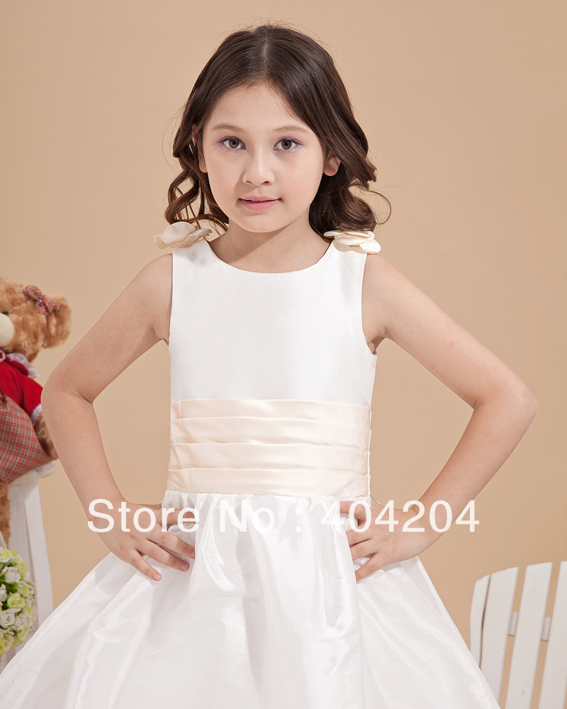 Free Shipping Fashion Yarn Satin Ankle-Length  Flower Girl Dresses Custom All  Size(Q6R6X1ZC)