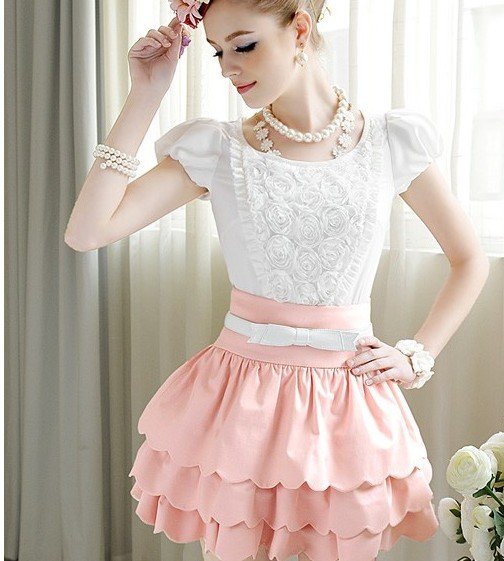 free shipping - fashionable  lady  rose design shirt/ office lady shirt,  short sleeve shirt S M L XL -Drop shipping acceptable