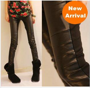 Free Shipping Fashionable Leather Pants,Wholesale  high  quality Ladies Trousers,Slim Leggings