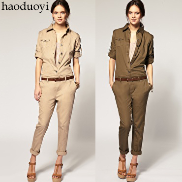 Free Shipping! Fashionable New Cotton Frock Cool Jumpsuit Slim Trousers Rompers Army Green Denim
