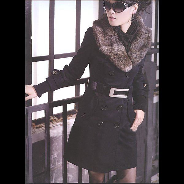 Free Shipping+Fashionable Temperament Long-sleeved Cotton Winter Coats+Cosmetic Brush Gift