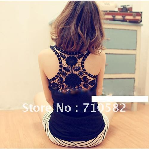 Free shipping fashional Korea type women back hollowed-out lace camisole, Supporter vest, under shirt