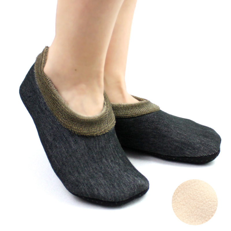 Free shipping Faux denim polar fleece fabric slip-resistant thermal ankle sock home socks floor socks keep warm
