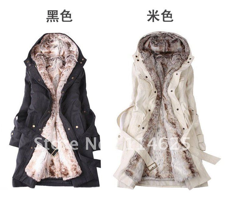 Free shipping/Faux fur lining women's fur coats winter warm long coat jacket clothes