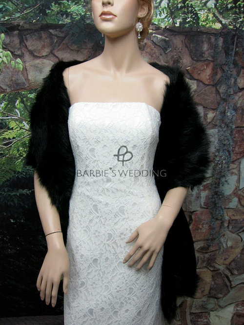 Free Shipping Faux Fur Wedding Wrap Stole Shawl 0009